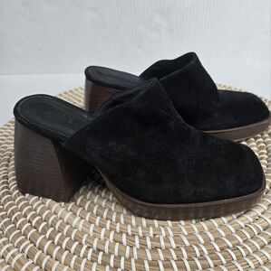 Black Suede Platform Mules 7